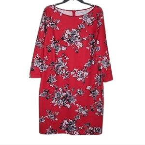 New York & Co Red Floral Tunic Shift Dress